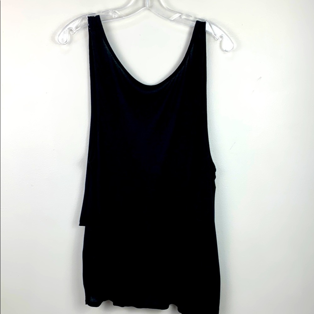 Pink Lotus Tulip Black Semi Sheer Sleeveless Tank Top
